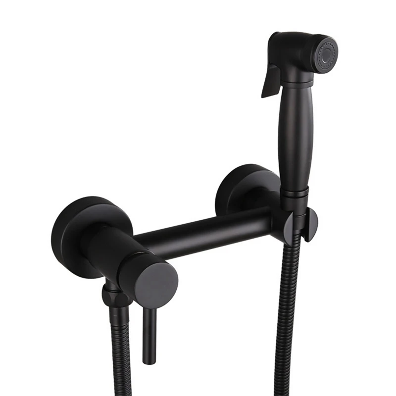

Black Toilet Bidet Set Wall Shower Bathroom Accessories Bidet Mixer Spray Head Cold Hot Water Washing Clean Toilet