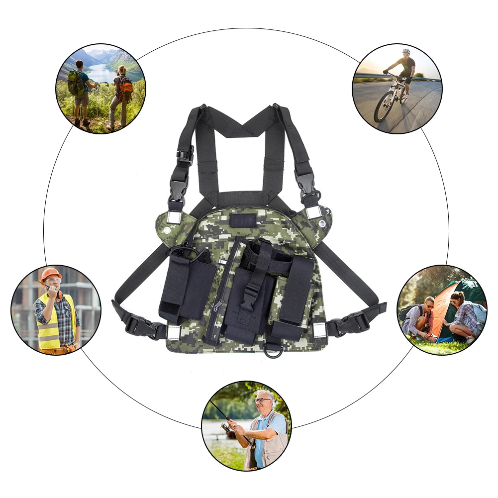 

Radio Chest Bag Camouflage Chest Harness Front Pack Portable Pouch With Storage Pockets Vest Rig Perfect For Baofeng UV-5R