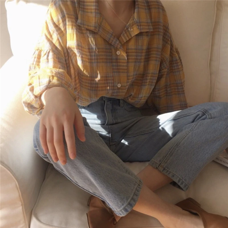 Новая желтая рубашка большого размера женские топы женская льняная хлопковая