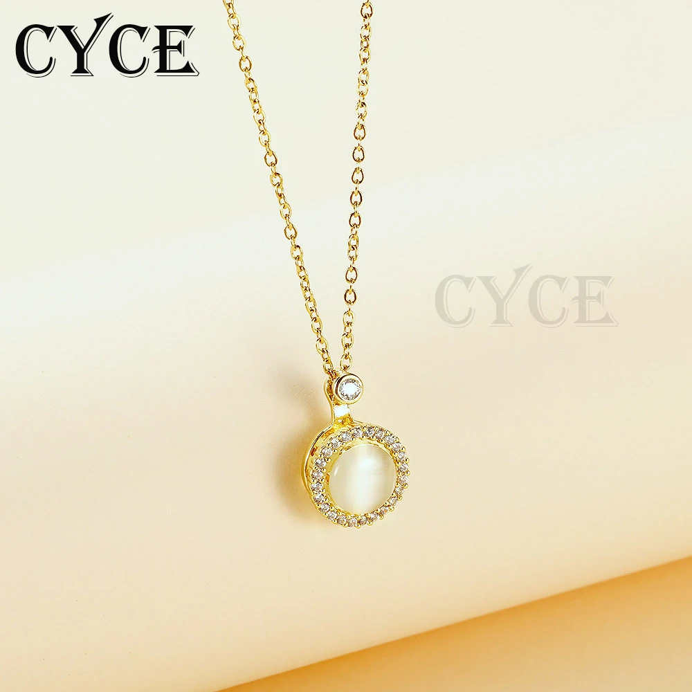 

2021 Fashion Inlaid Zircon Circle Pendant Stainless Steel Necklaces For Woman Niche Design Clavicle Chain Jewelry Accessorie