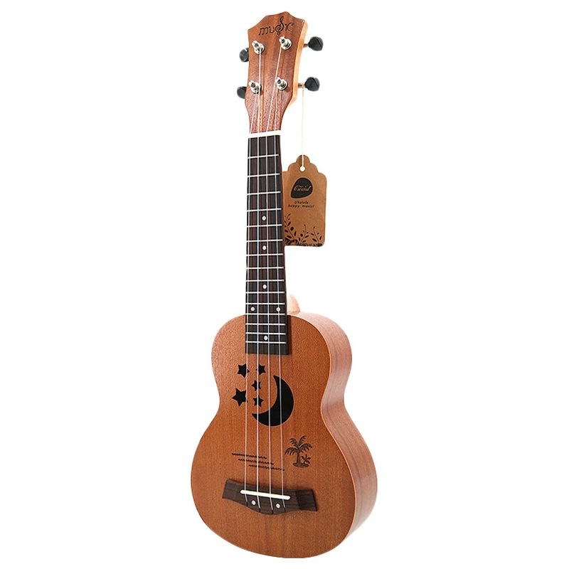 

Soprano Ukulele 21 inch Sapele Star Pattern Ukulele 4 Nylon Strings Hawaii Mini Guitar Uke Fingerboard Rosewood Ukelele Music In