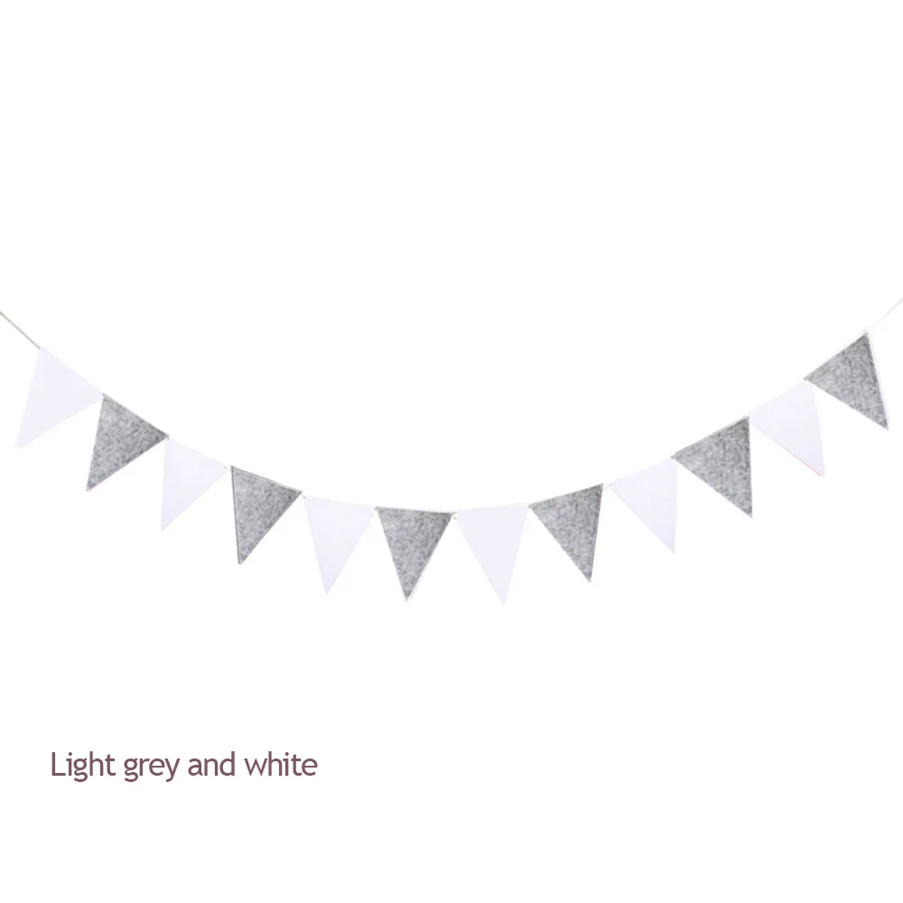 Фетровая гирлянда с флажками серый синий белый коричневый шнурок баннер