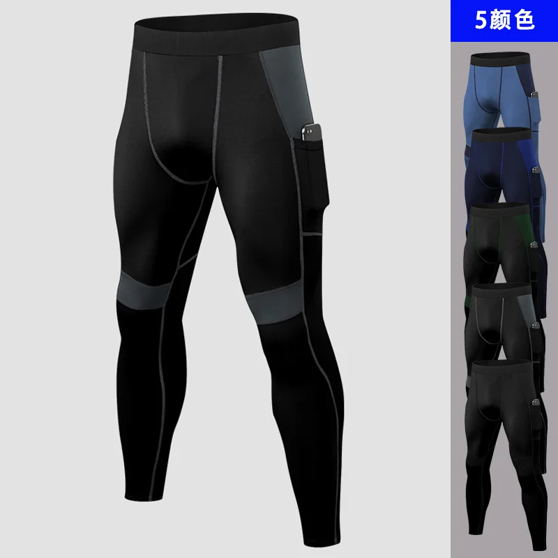 

Compression Pants Men Fitness Sports Leggings With Pockets Elastic Running Gym Sports Fitness Quick Dry Training Tights