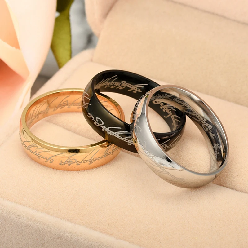 

Fashion Stainless Steel Rings For Men Women Letter Gold Silver Color One Finger Ring Alloy Vintage Valentine's Day Gift Jewelry
