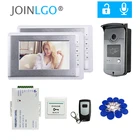 Проводной видеодомофон 7 дюймов, система связи с дверным звонком, 2 монитора, Радиочастотная Идентификация, камера с дистанционным управлением, бесплатная доставка
