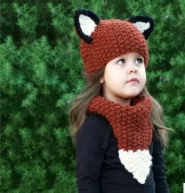 Manual Knitting Girls Keep Warm Coarse Wool Hat Cartoon Seven kinds Fox Weave Hat Kitty Squirrel Little Bear Rabbit Cloak Hat