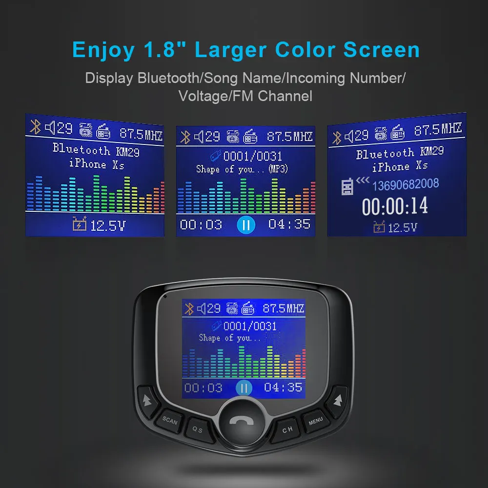 TeckNet Quick Charge 3 0 автомобильное зарядное устройство для телефона fm-передатчик Bluetooth