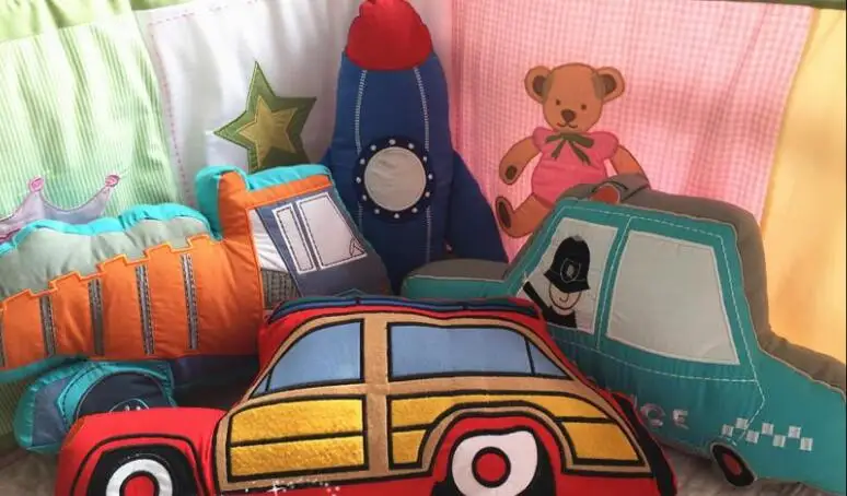 

New Excavator bedding's cushion Embroidered children car pillow animal cotton boy backrest pillow stereo toy cartoon cushions