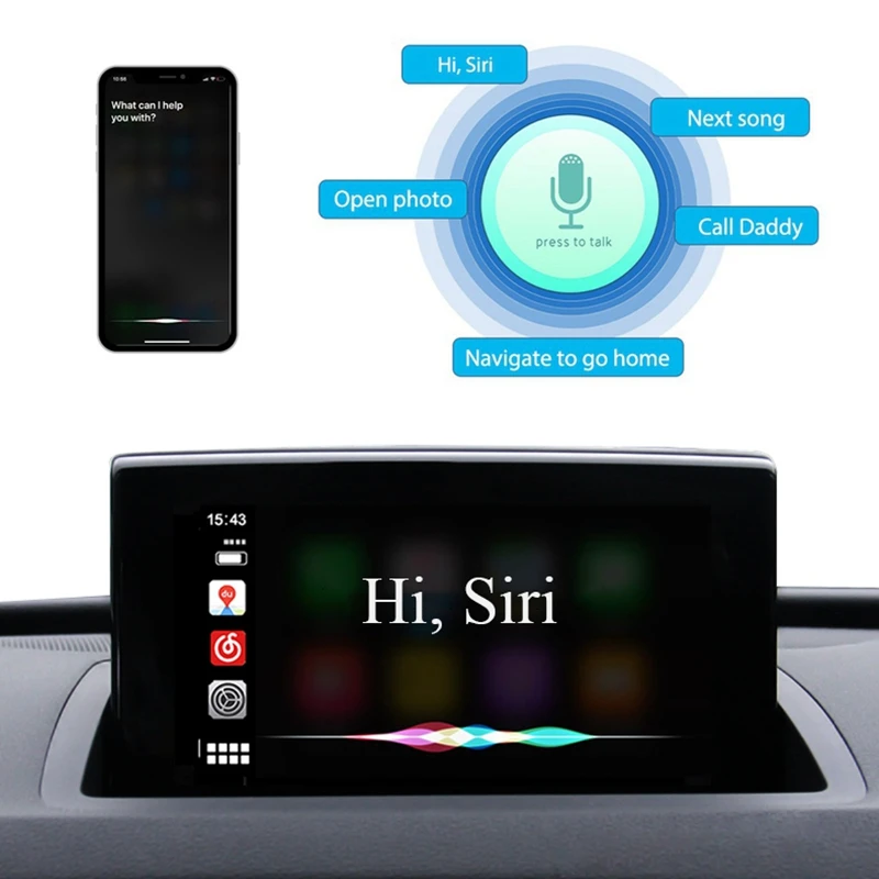 Автомобильный беспроводной Carplay Android авто интерфейс Поддержка шрифт и задняя