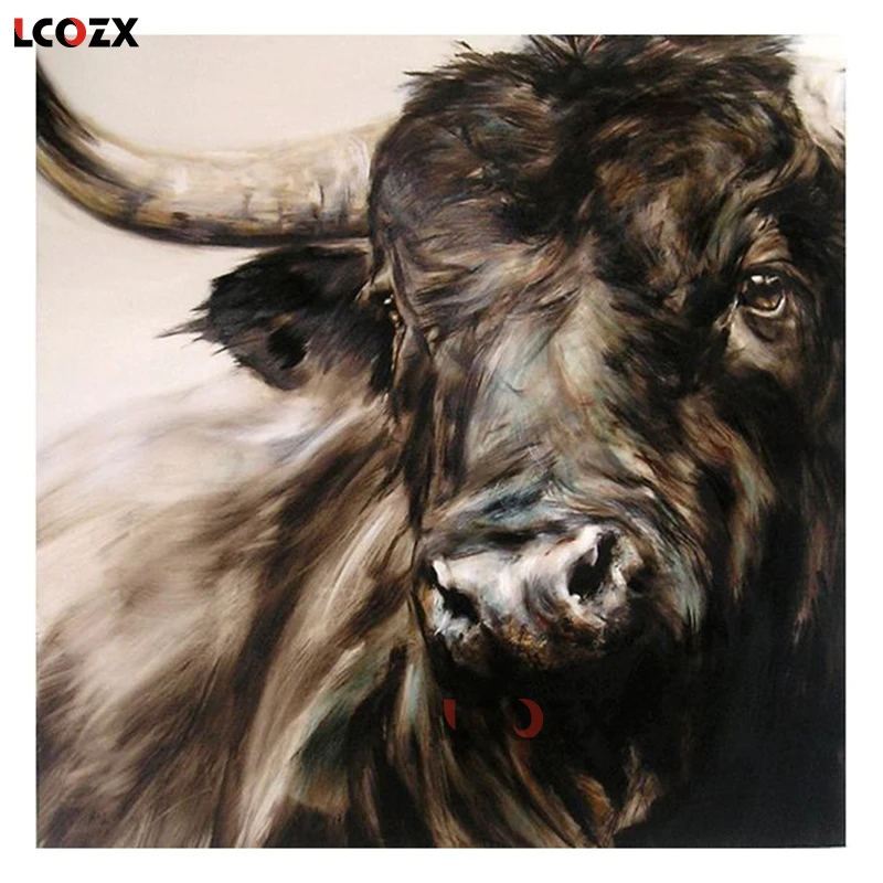 Алмазная живопись LCOZX Bison Bull яка полная вышивка квадратными/круглыми стразами с