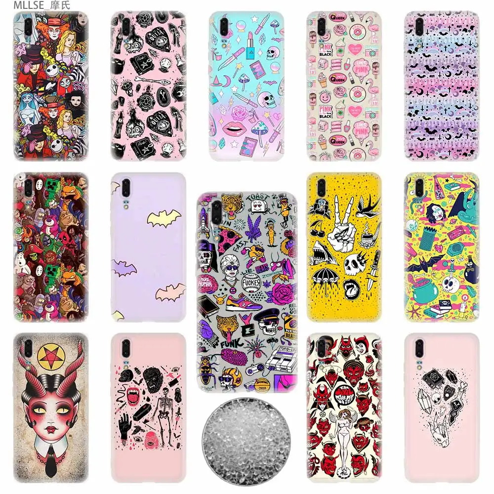 Чехол для телефона Girly Pastel Witch Goth TPU мягкие чехлы Huawei P40 P30 P20 Pro P10 P9 Lite p30lite p40lite P samrt Z