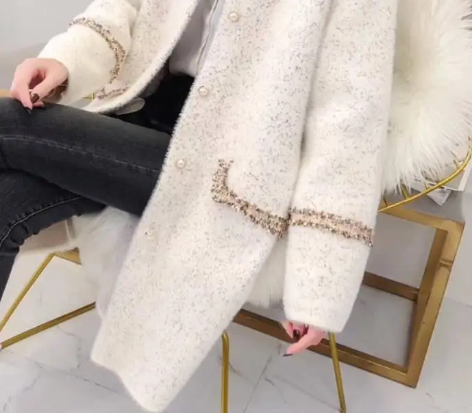 

2020 spring and autumn with New style fashion Long sleeve Cardigan Women's Medium length Sweater coat