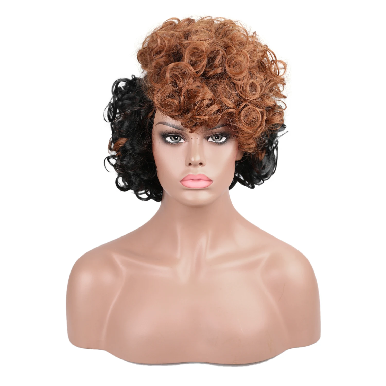 

Женский короткий коричневый черный смешанный волнистый вьющийся парик синтетический парик с боковой частью челка для женщин ежедневное ис...