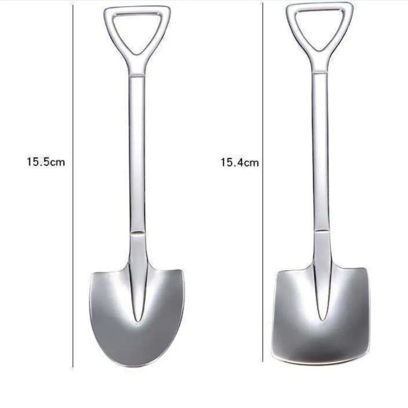 

304 creative retro shovel coffee spoon stainless steel dessert spoon watermelon spoon ice cream spoon tip shovel flat shovel ZD
