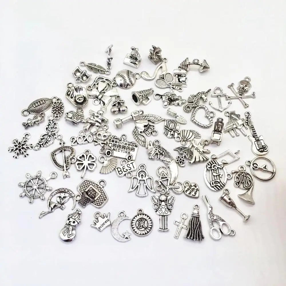 Лидер продаж 30 шт. тибетские серебряные смешанные стили Листья Сердце Ключ