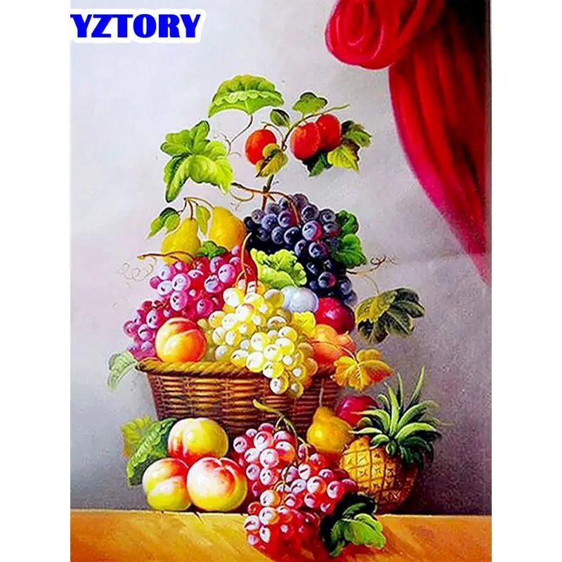 

GATYZTORY DIY Diamond Embroidery Fruit Basket Crystals Full Diamond Mosaic Picture Pasted Cross Stitch Needlework Room Decor 40X
