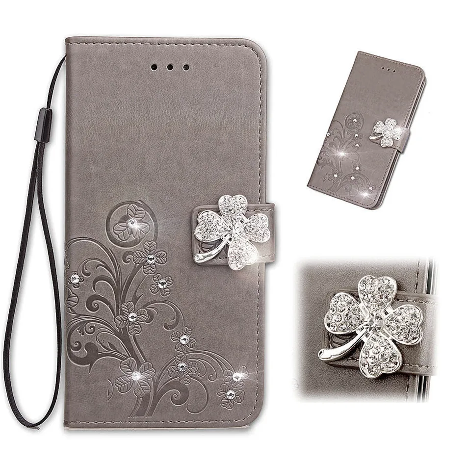 

Diamond clover Suitable For Huawei Ge5 2017 Mate 9Lite Honor6A 7X 8 7 9 V10 Flap Leather Shell Phone cases for women luxury