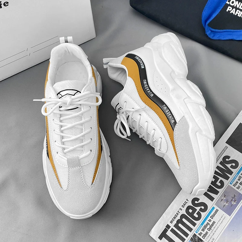

Men's Shoes Summer Thin Section Wild Net Celebrity Thick Bottom Increased Daddy Shoes Hollow Design Refreshing and Breathable