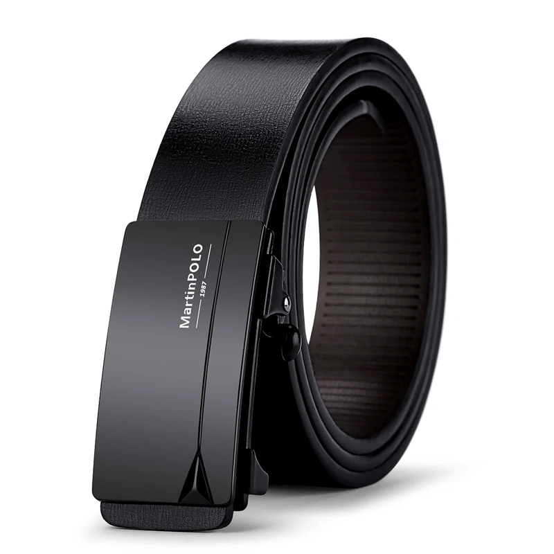 Men belt MP02301P MartinPOLO, модный мужской кожаный ремень, автоматическая пряжка, черный ремень, мужские деловые ремни, Воловья кожа, роскошный бренд, MP02301P - Цвет: Men belt MP02301P