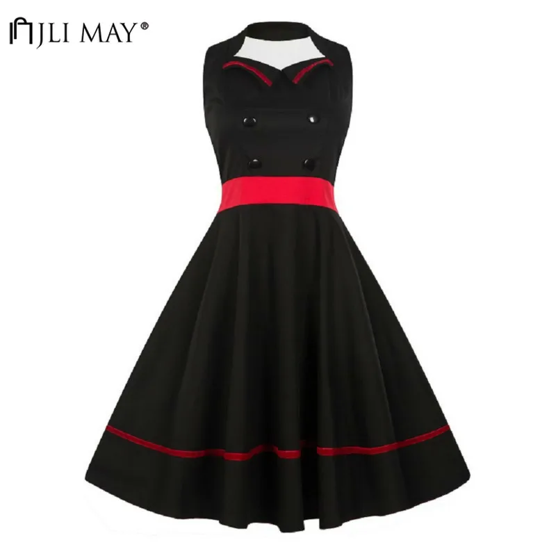 JLI MAY винтажное однотонное летнее платье в темно-синюю полоску пэчворк элегантное