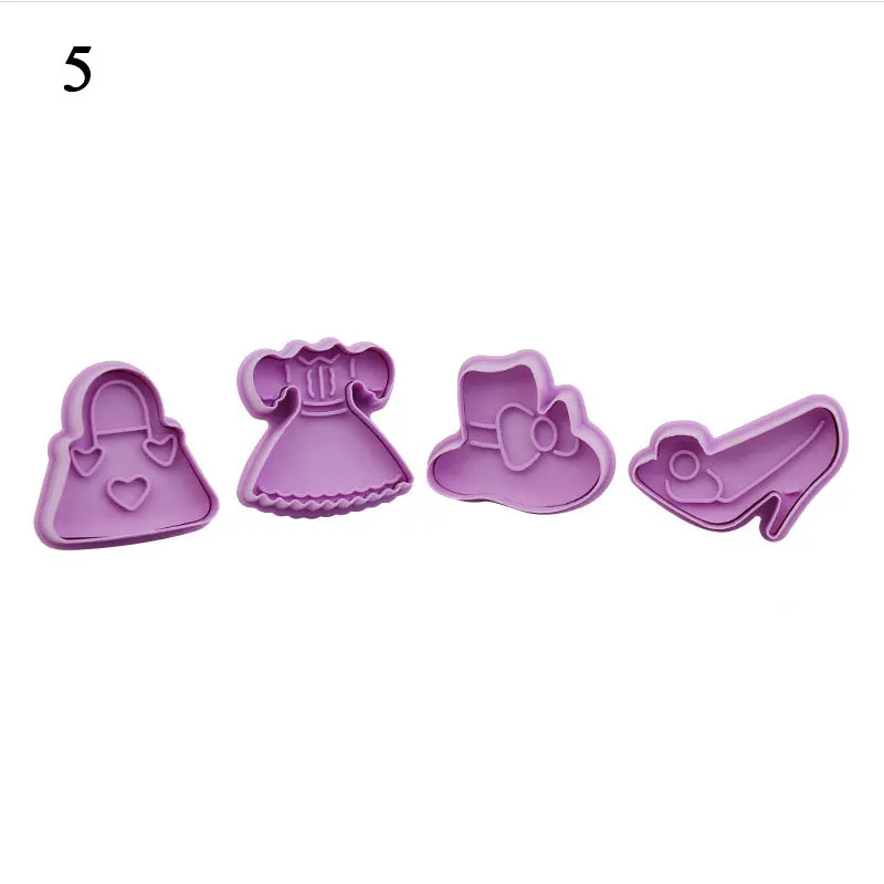 

4PCs Stamp Biscuit Mold 3D Cookie Plunger Cutter Pastry Decorating DIY Food Fondant Baking Mould Tool Christmas Tree Snowman