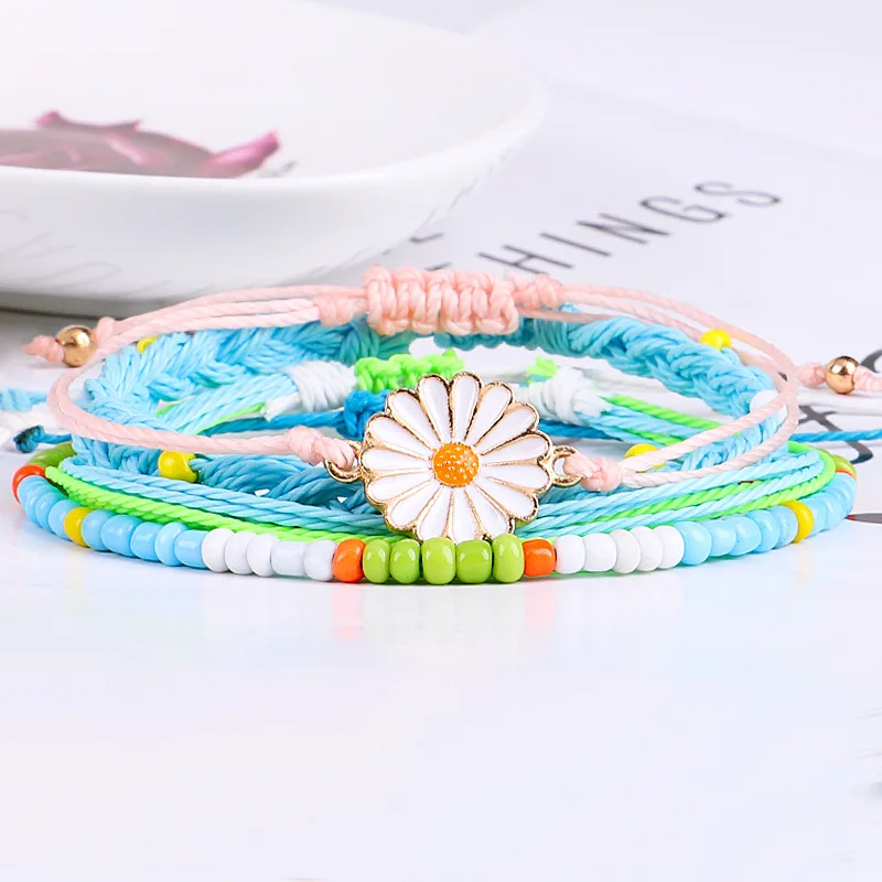 ABL194 синий Цвет Дейзи цветок бусины ручной работы льновеньковые сплетенные