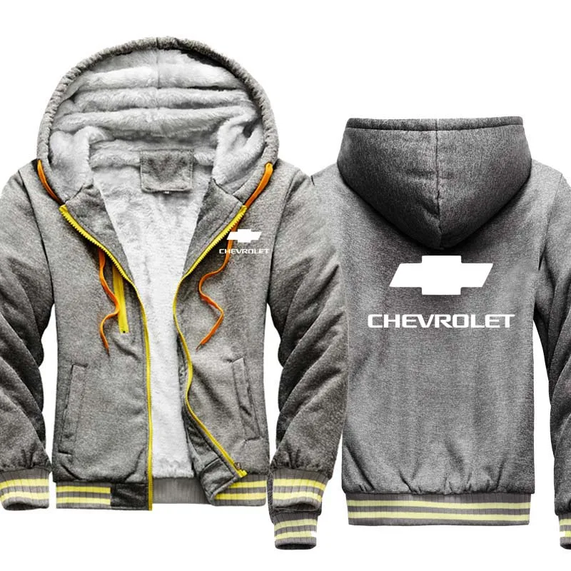 

Unisex Winter New Men's hoodie Chevrolet Car Logo Casual Thicken Sport Jacket Warm Wool Fleece Men's Zipper sweatshirt