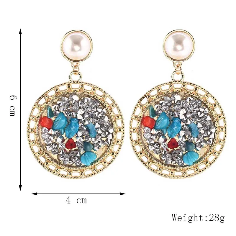 Модные женские Винтажные висячие серьги Стразы из натурального камня для женщин