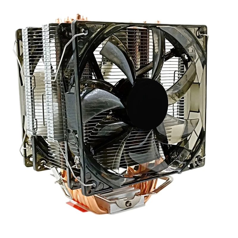 CPU Cooler 12Cm Fan 6 Copper Heatpipes 3Pin Radiator Dual Fan Cooling Cooler with LED for LGA 1150/1151/1155/1156/1366/775/2011