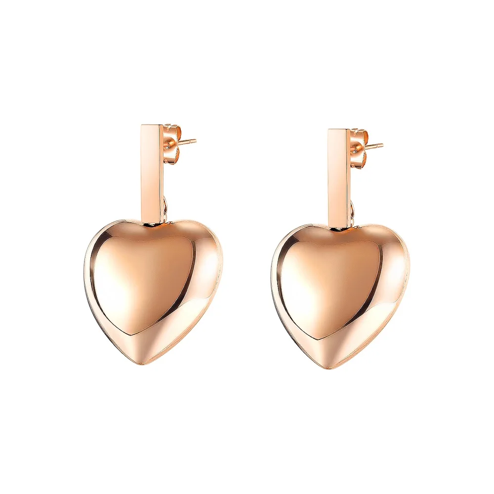 

Trendy Stainless Steel Women Girls Jewelry Cute Autumn Winter Heart Shaped Love Stud Earrings