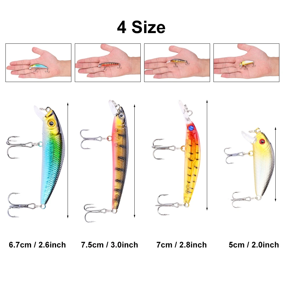 

26PCS Fishing Hard Lures Artificial ABS Baits Lifelike Swimbait Fish Tackle Accessory