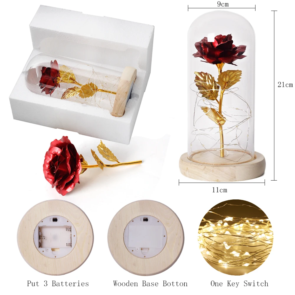 Прямая поставка Красавица и чудовище красная роза в стеклянном куполе