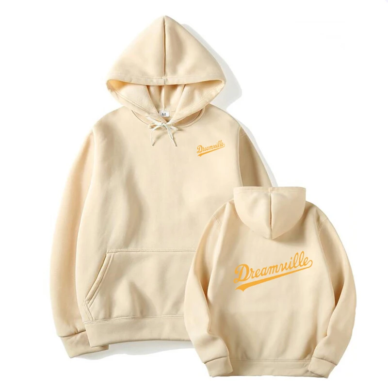 2019 толстовки для новосов Homens в стиле хип хоп DREAMVILLE J Cole Logotipo Com Capuz Carta Presa Inverno do Velo