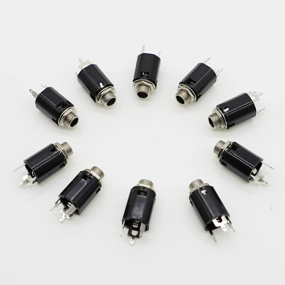 

10pcs/Lot Audio Jack 6.35mm 3Pin Dual-way 3P Plug Socket to Connect Stereo Guitar Accessories