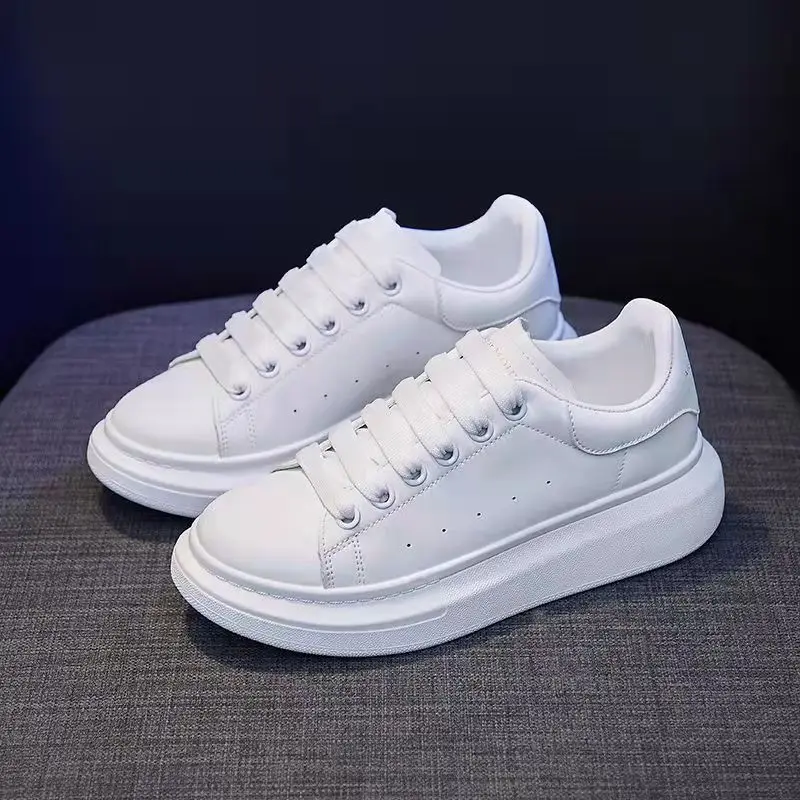 

Fashion PU Leather Casual Shoes Women Sneakers 2021 Spring White Sneakers Platform Med Heel Ladies Shoes zapatos de mujer