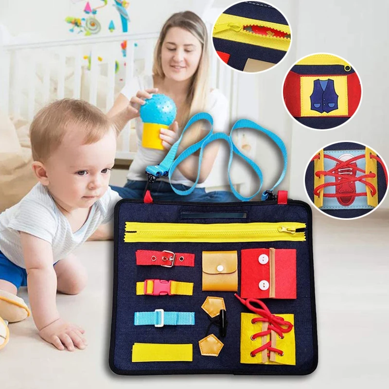 

32*28cm Toddlers Busy Felt Board Baby Toys Montessori Basic Skills Activity Board Educational Toy For Toddler