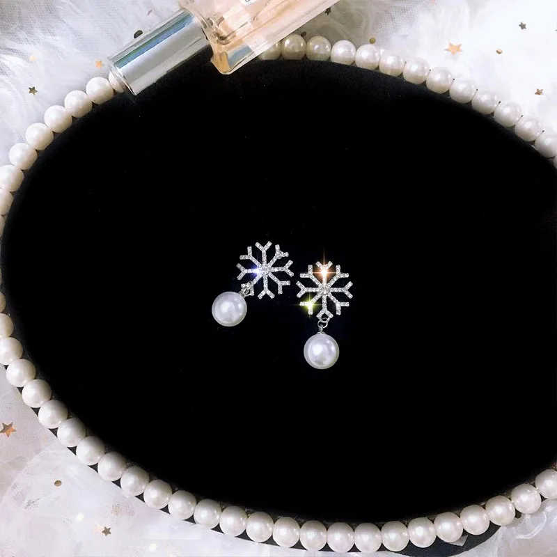 Мода Снежинка длинные серьги с кисточками для женщин искусственный жемчуг
