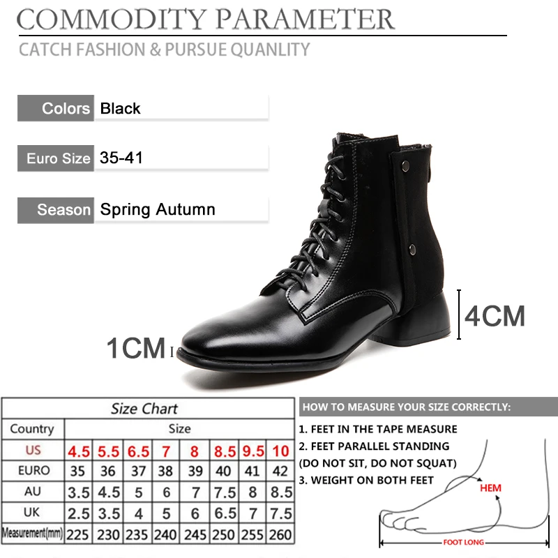 

BYQDY Brand Women's Shoes Platform Oxford Sole Leather Lace-Up Zipper Female Winter Plush Boots Shoe Increase Height Lady Black
