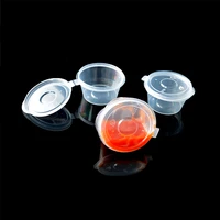 50pcs 4oz plastic disposable one piece sauce cup with lid takeaway container box kitchen diy accessories can be reused