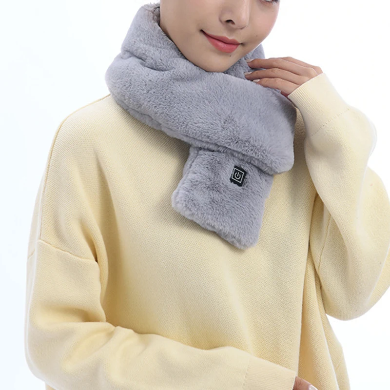 

Зимний теплый шарф с имитацией кроличьего меха, перезаряжаемый через Usb шейный воротник, защита от протекания, можно мыть напрямую