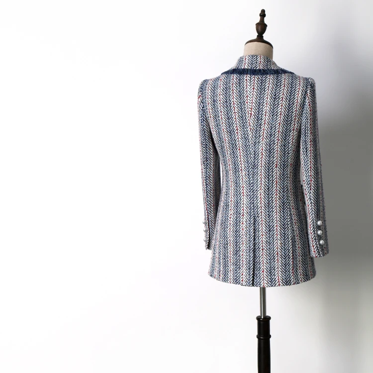 Женская твидовая куртка с V-образным вырезом карманами и цепочками | одежда