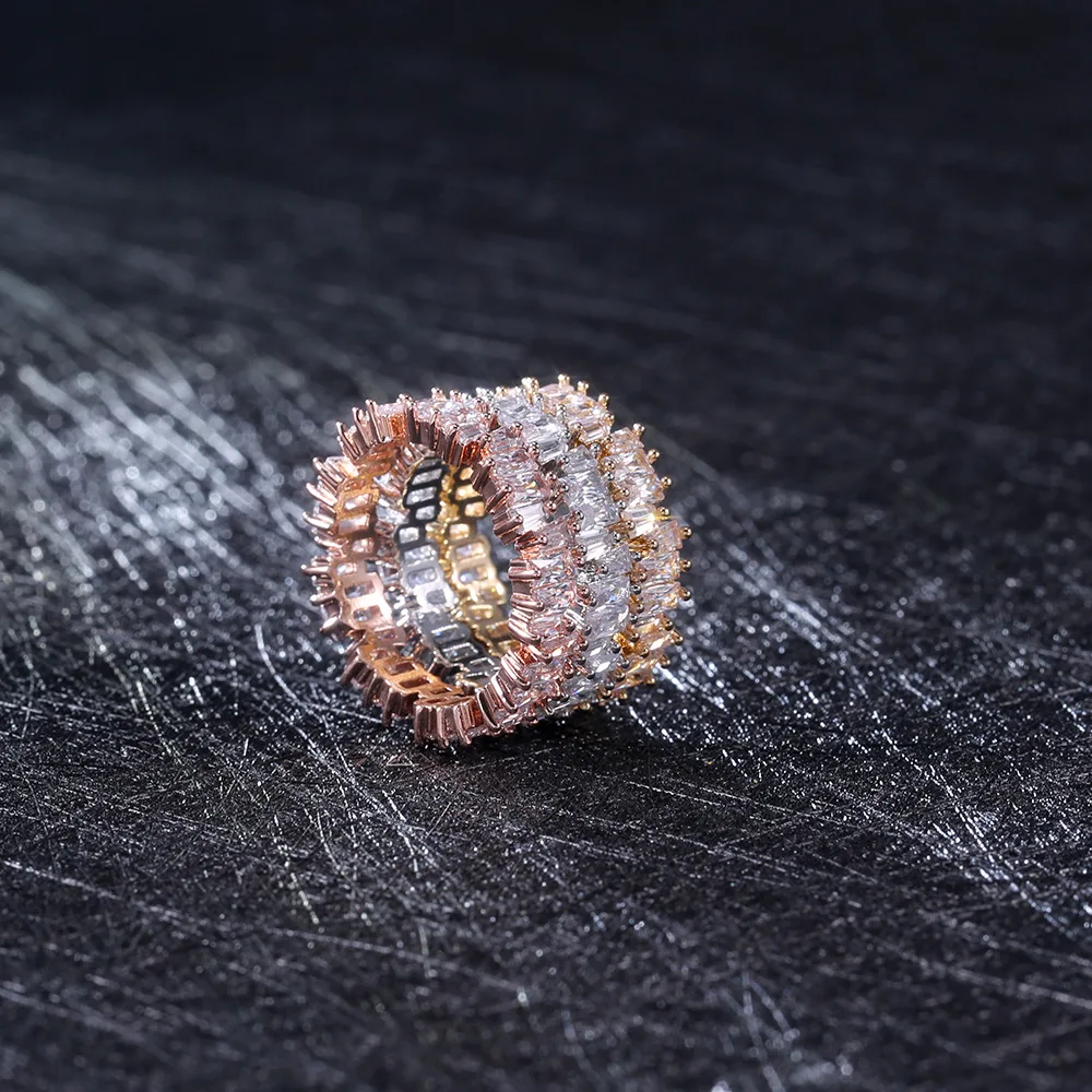 Женское кольцо ручной работы обручальное кольцо-Багет с радужными