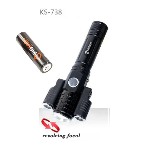 KS-738 Многофункциональное T6+ XPE наружное ночное освещение для верховой езды с тремя головками перезаряжаемые сильные огни фонарик факелы KS-737 - Испускаемый цвет: KS-738