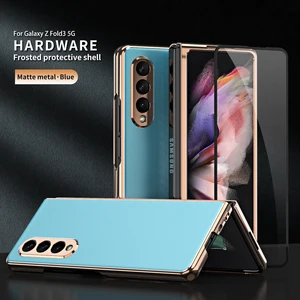 with tempered glass film protective cover case for samsung galaxy z fold 3 5g fold3 full protection phone bag screen protector free global shipping