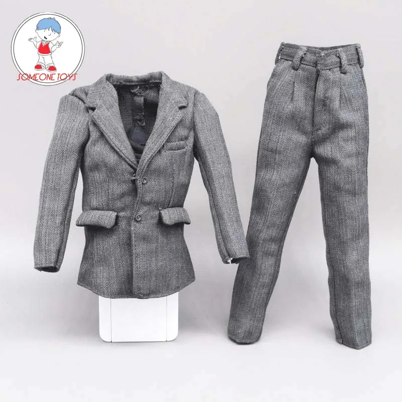 

1/6 New DML Male Grey West Suit coat pants suit uniform Clothes for 12 inch TBLeague PH Soldier Figure jiaou dolls Body