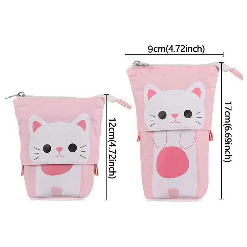 

Transformer Stand Store Pencil Holder Cartoon Cute Cat Telescopic Pencil Case Organizer Pen Case Box White Cat