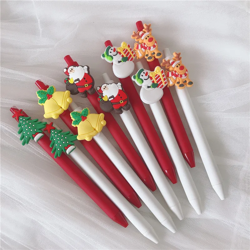 

10Pcs/Set Kawaii Cartoon Christmas Gel Pen Santa Bell Snowmen Elk Tree Patch School Office Stationery Gift 0.5mm Retractable Pen