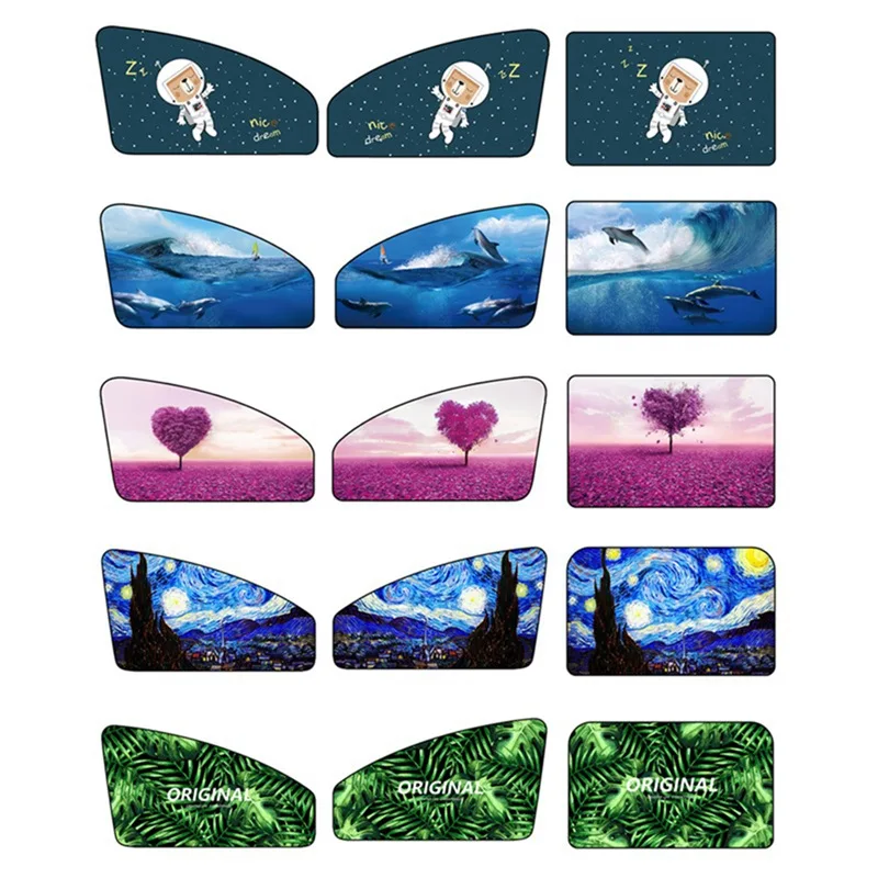 

Car Magnetic Sun Shades Creative Cartoon Design Car Window Sunshade Curtain UV Protection Car Sun Visor Heat Shield Shadow