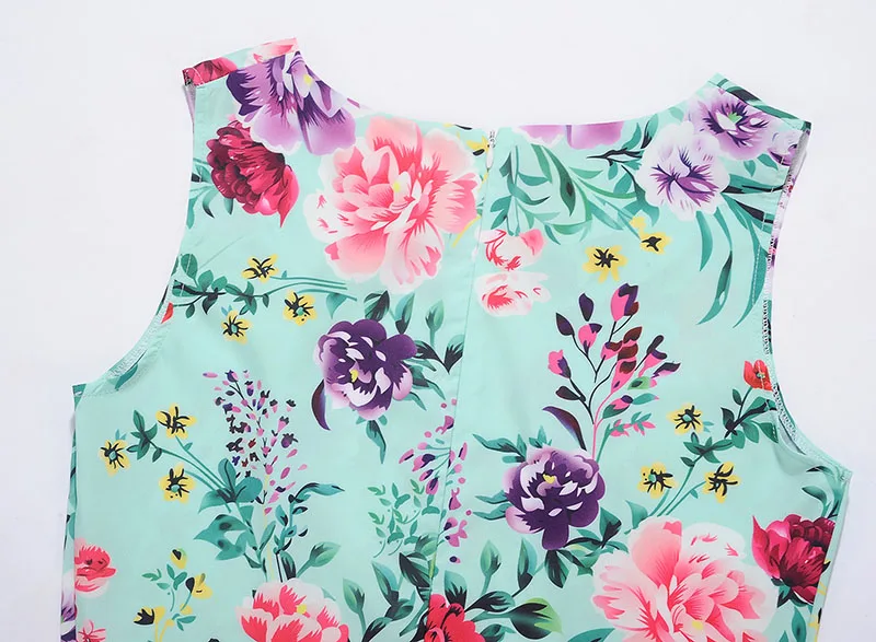 Vestidos, винтажное платье, летнее, с цветочным принтом, без рукавов, платья для вечеринок, 50 s, 60 s, элегантное, рокабилли, сексуальное, пин-ап платье с поясом