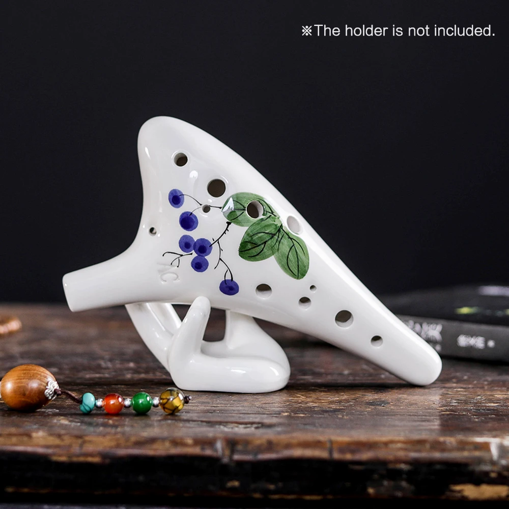 12 Holes Round Head Ceramic Ocarina Alto C Hand Painted with Lanyard Music Score Protective Bag For Lover and Learner |